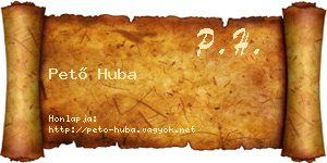 Pető Huba névjegykártya